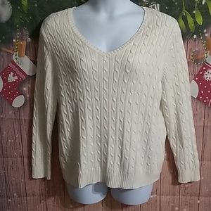 Casual corners annex v neck cable knit sweater 2X